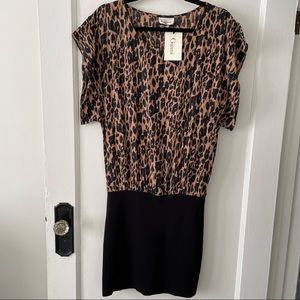 Ganni Syrah Leopard Blouson Mini Dress